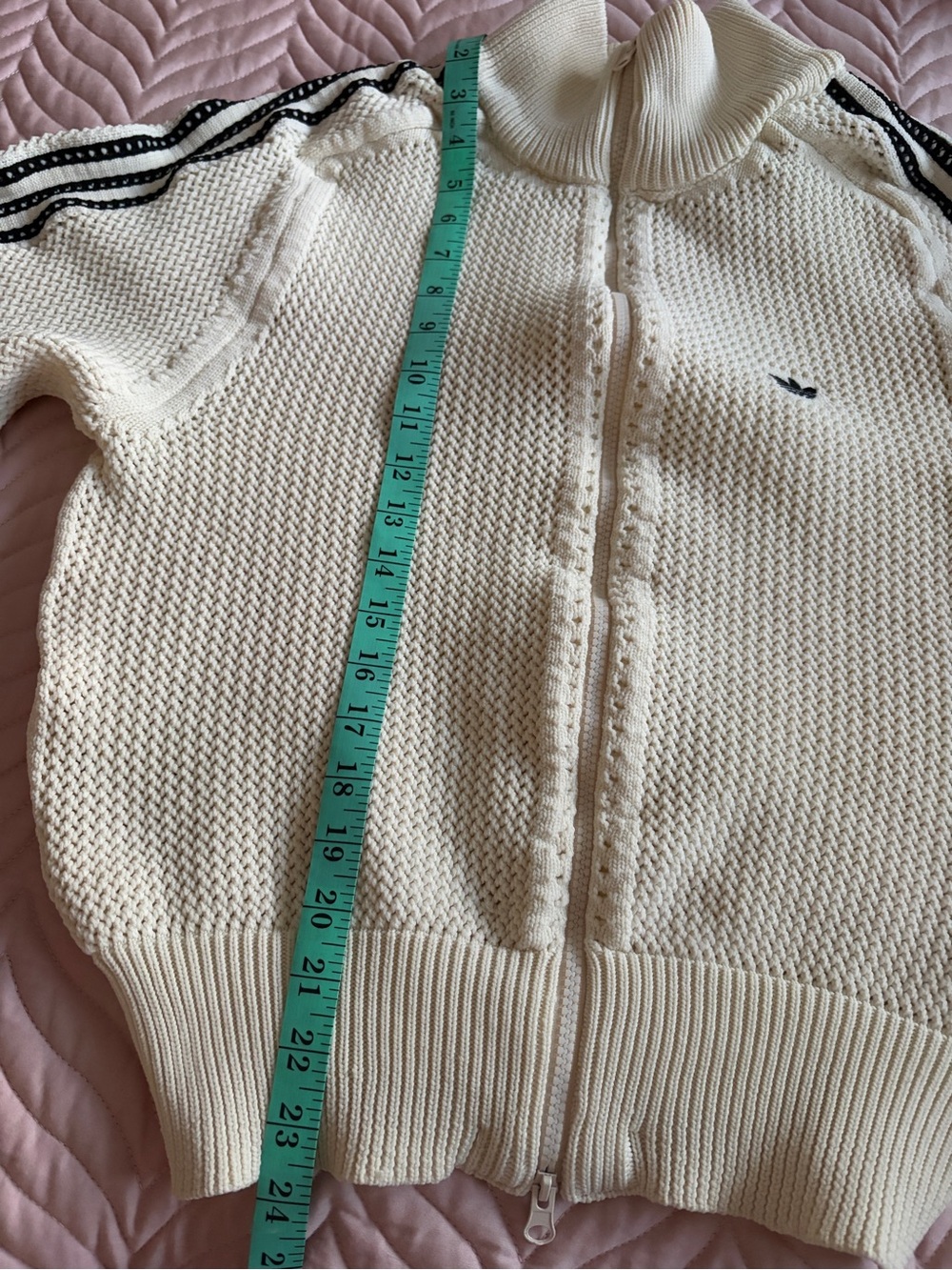 Adidas Originals Premium Crochet Knit Set XL Jacket & Wide Leg Pants Off White - Picture 11 of 16